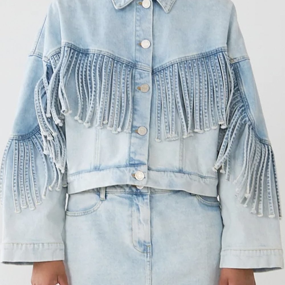 Stella Nova - Light Wash Fringe Denim Jacket